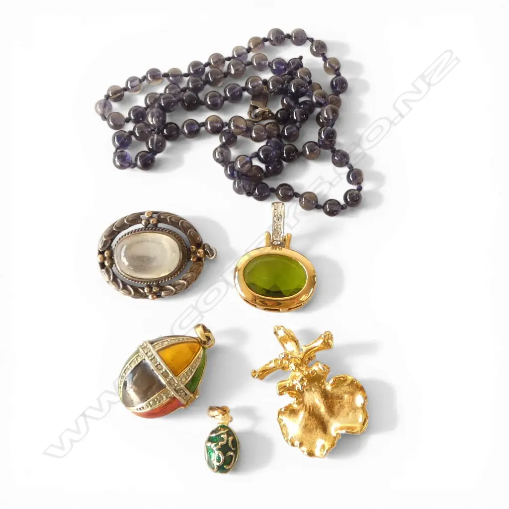 ASST. PCS INCLDS SILVER & MOONSTONE PENDANT/BROOCH & PLATED ORCHID BROOCH Image 1++