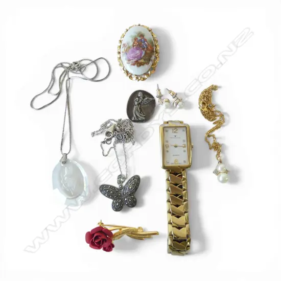 ASST. COSTUME JEWELLERY & watch, some silver