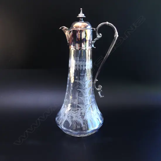 EP & ETCHED GLASS CLARET JUG H.290mm