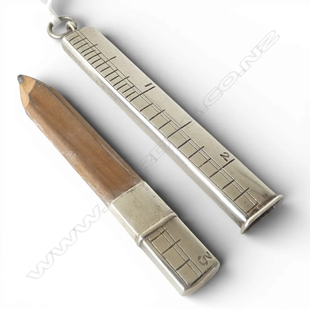 STG SILVER PENCIL HOLDER w. 3 INCH RULER, B'HAM 1907 Image 1++