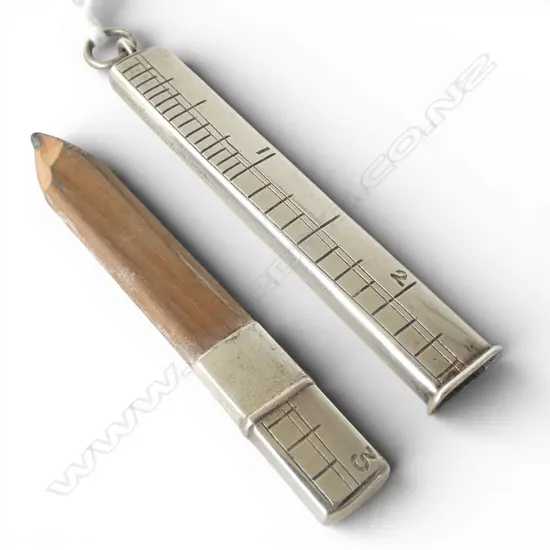 STG SILVER PENCIL HOLDER w. 3 INCH RULER, B'HAM 1907