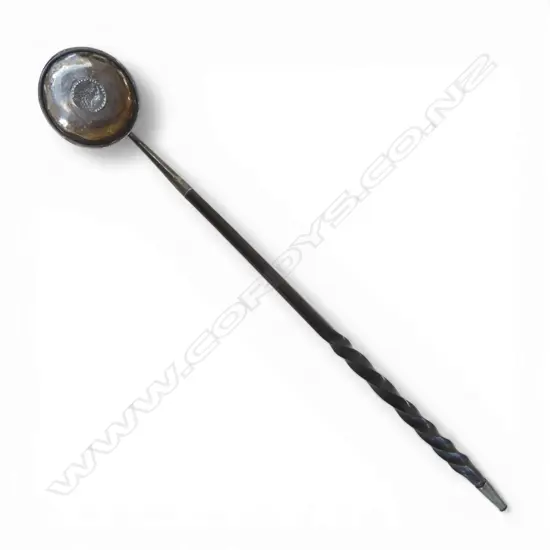 GEORGE III SILVER & BALEEN TODDY LADLE silver coin to base 