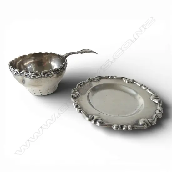 STG SILVER TEA STRAINER 31gms, 800 SILVER DISH 38gms