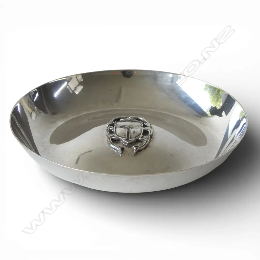 EGYPTIAN 900 SILVER SCARAB BEETLE DISH 53GMS Image 1++
