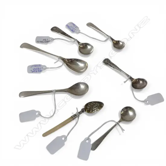 COLLECTION OF 7 S/SILVER CONDEMENT SPOONS TOTAL WIEGHT26GMS