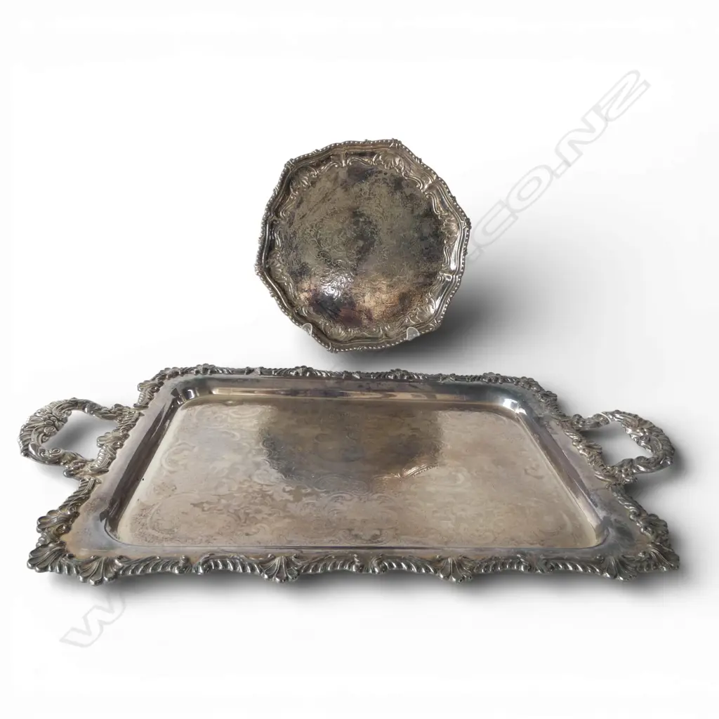 2 SILVER PLATE TRAYS W.650mm Image 1++