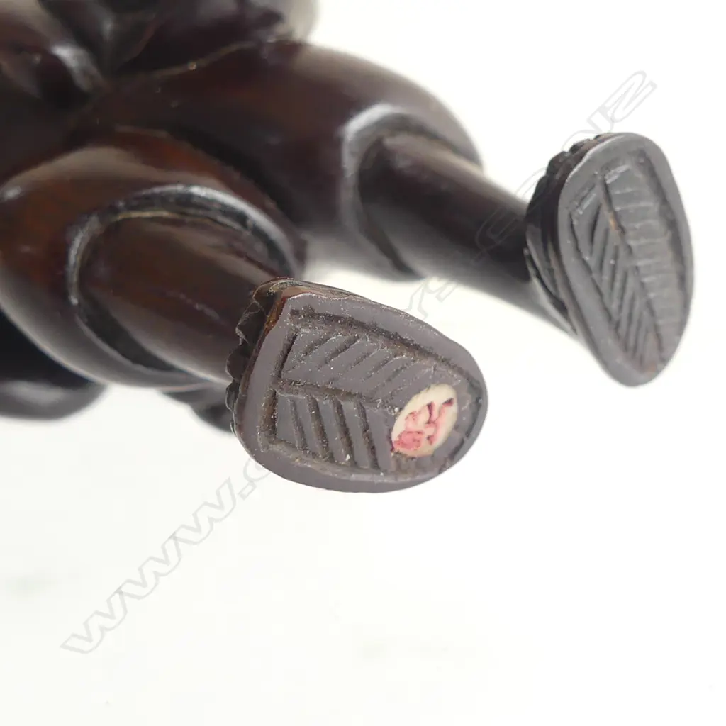 JAPANESE CARVED WOOD NETSUKE, SIGNED H.55mm Image 1++