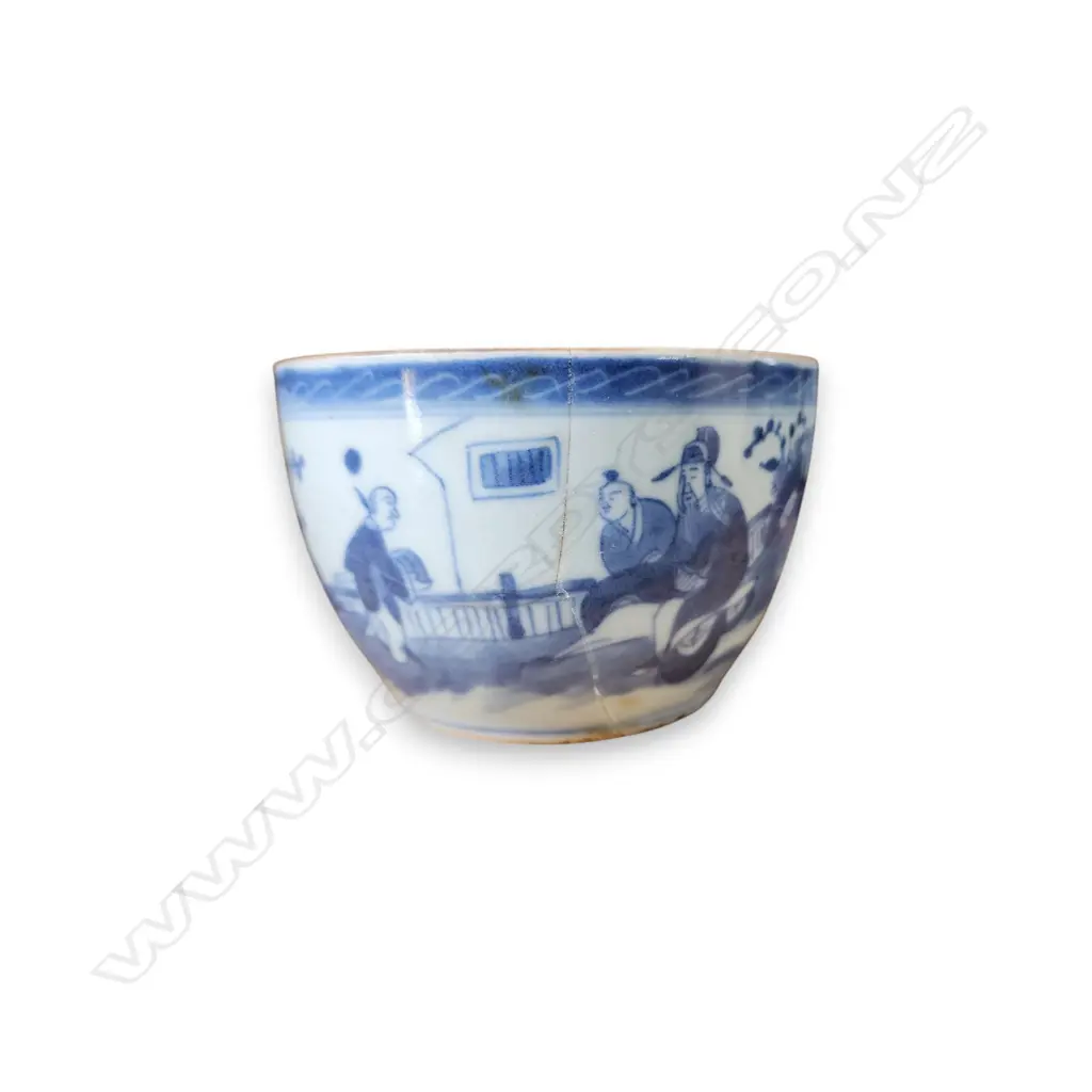 CHINESE BLUE AND WHITE PORCELAIN TEA BOWL FAULTS 100 x 100 mm Image 1++