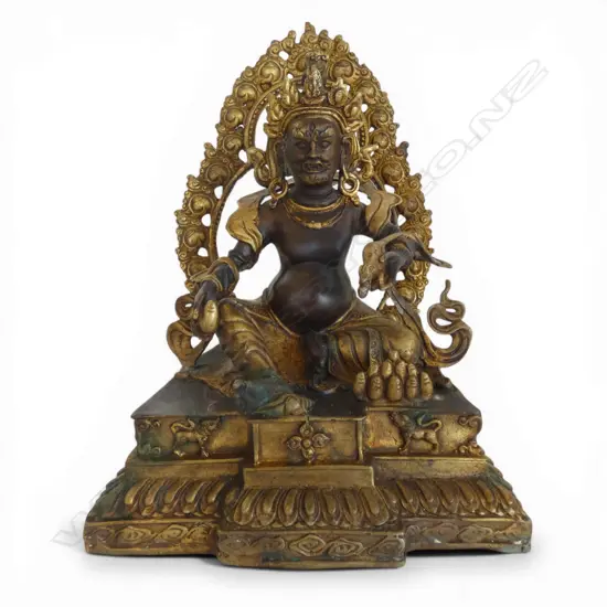 TIBETAN JAMBHALA BRONZED METAL SEATED BUDDHA H250MM
