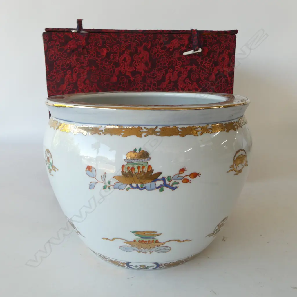 ORIENTAL AMORIAL STYLE JARDINIERE PLANT POT H. PLANT POT H.210mm, 280mm dia + BOX Image 1++