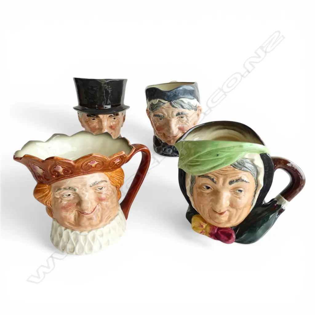 4 ROYAL DOULTON CHARACTER JUGS; GRANNY, SAIREY GAMP, OLD KING COLE, JOHN PEEL H.170mm  Image 1++