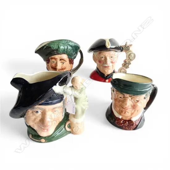 4 ROYAL DOULTON CHARACTER JUGS; CHELSEA PENSIONER, MR PICKWICK, THE CAVALIER, TAM O'SHANTER H.175mm