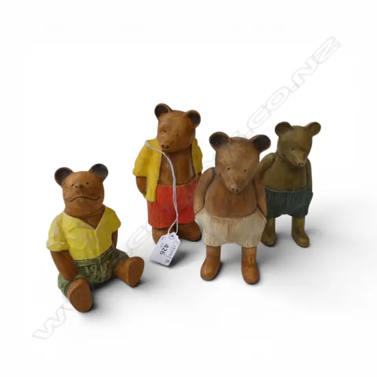 4 CERAMIC BRYAN JONES BEARS H.150mm 1 leg repaired, 2 minor chips