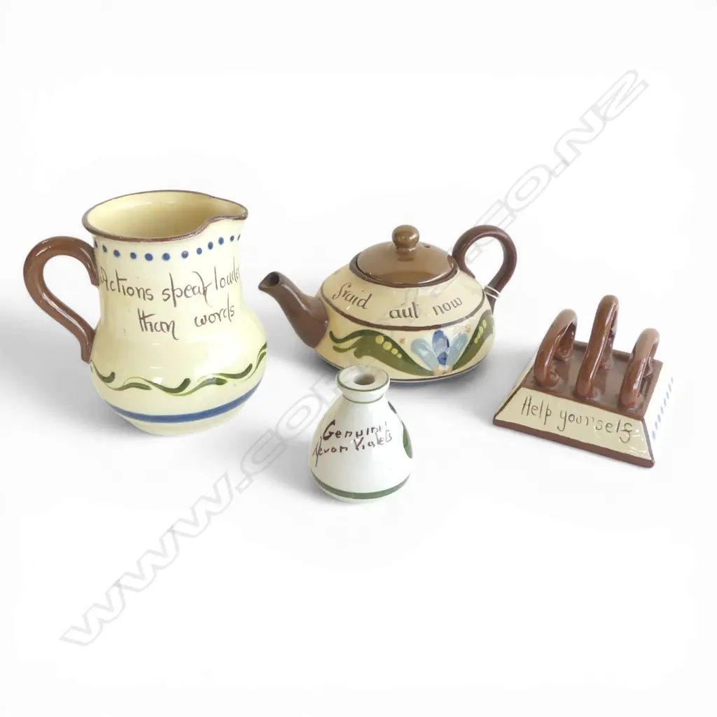 FOUR ASST. TORQUAY WARE INCL. JUG, POT, VASE  Image 1++