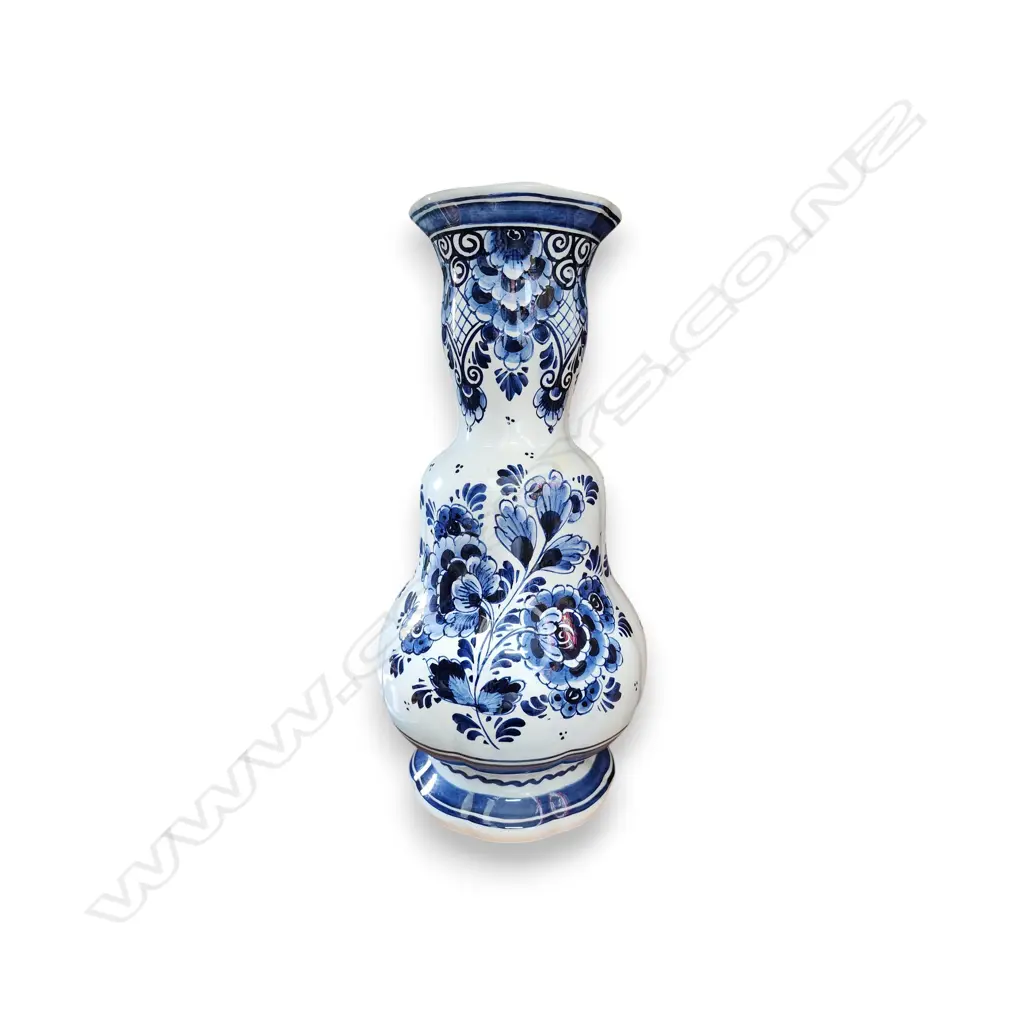BLUE DELFT HAND PAINTED DOUBLE KNOB VASE 360h x 170w mm Image 1++
