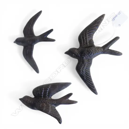 THREE CAST METAL WALL HANGINGS W.125mm