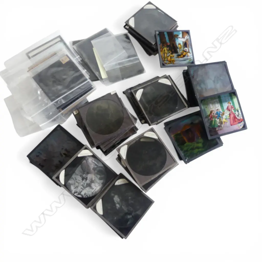 COLLECTION OF ASST. MAGIC LANTERN SLIDES biblical, london, characters, etc Image 1++