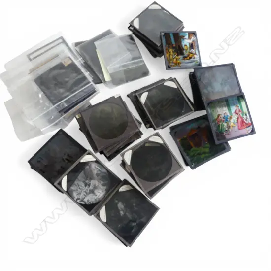 COLLECTION OF ASST. MAGIC LANTERN SLIDES biblical, london, characters, etc