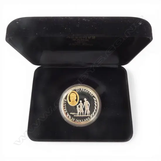 N.Z. 1995 SALUTE TO BRAVERY .925 PROOF CAMEO $20 COIN 31.10gms