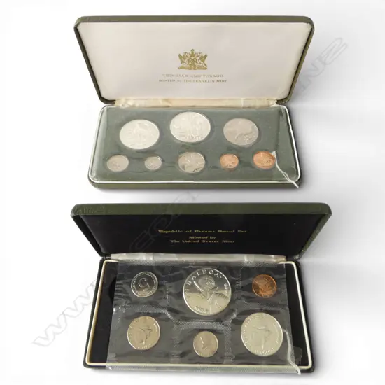 1967 PANAMA SILVER PROOF SET .9213oz. SILVER + CASED 1974 TRINIDAD & TOBAGO 8 COIN PROOF SET w. 2 .925 SILVER COINS