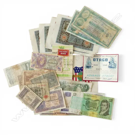 COLLECTION OF VINTAGE WORLD BANK NOTES & EPHEMERA