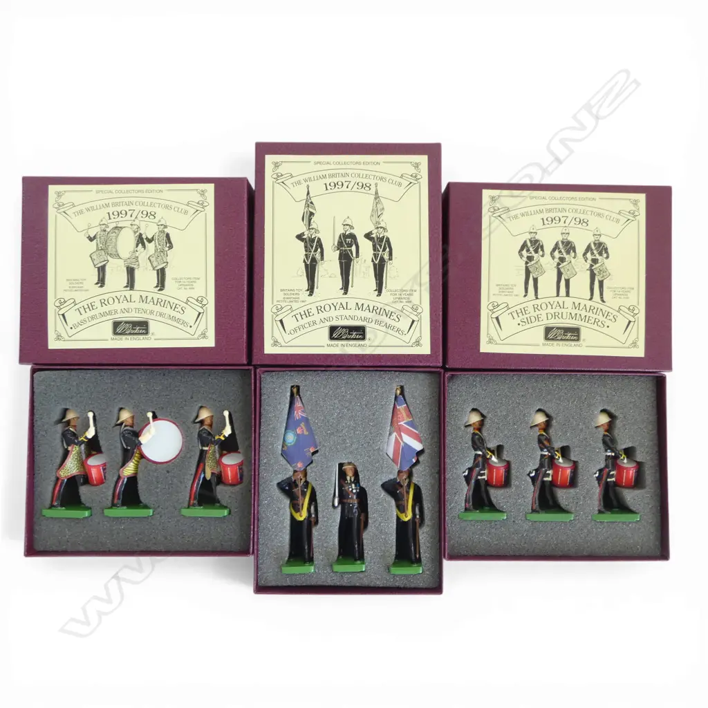 BOXED BRITAINS COLLECTOR'S CLUB 3 BOX METAL ROYAL MARINES SET one missing Image 1++