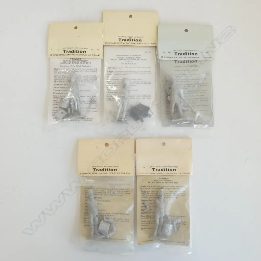 5 TRADITION NAPOLEONIC LEAD MODEL SOLDIER KITS 54mm IN ORIGINAL PACKAGING Image 1++
