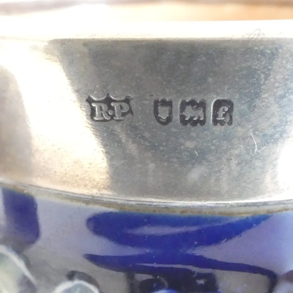 ROYAL DOULTON STONE WARE Art Nouveau Edward VII Coronation MUG. Art Nouveau. Dble portrait. Silver rim. H.105mm Image 1++