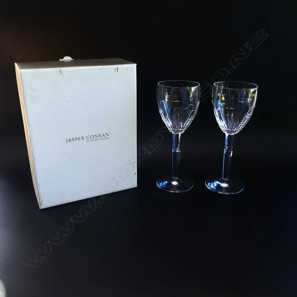 PR WINE GLASSES; JASPER CONRAN FOR STUART CRYSTAL H.225mm, BOXED Image 1++