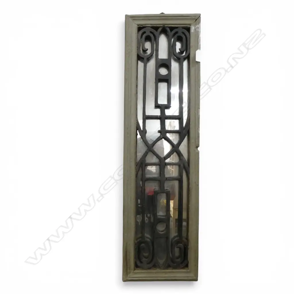 MIRROR w. BLACK PAINTED WOODEN GRILLE 810x230mm Image 1++