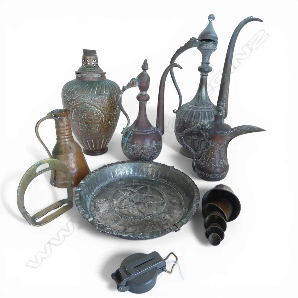 8 PCES ETHNIC METALWARE H.390mm + LENSATIC COMPASS, JAPAN Image 1++