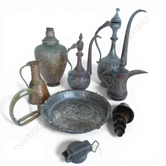 8 PCES ETHNIC METALWARE H.390mm + LENSATIC COMPASS, JAPAN