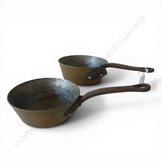 2 FRENCH COPPER PANS 205mm dia