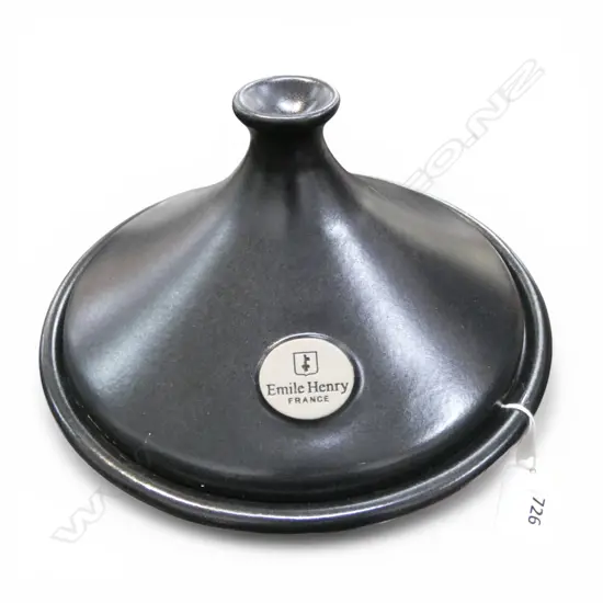 EMILE HENRY FRANCE BLACK CERAMIC TAGINE, D.265mm