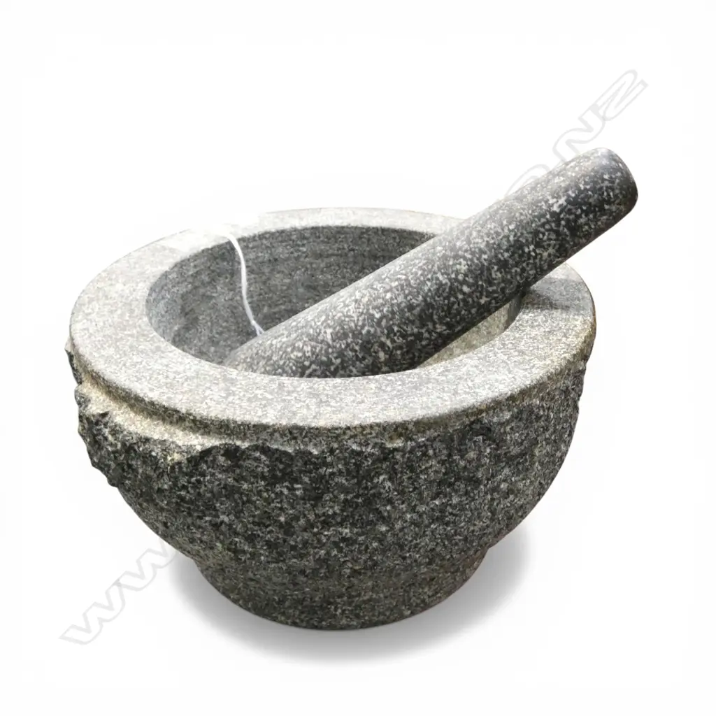 LRG HEAVY STONE MORTAR & PESTLE, D.200mm Image 1++