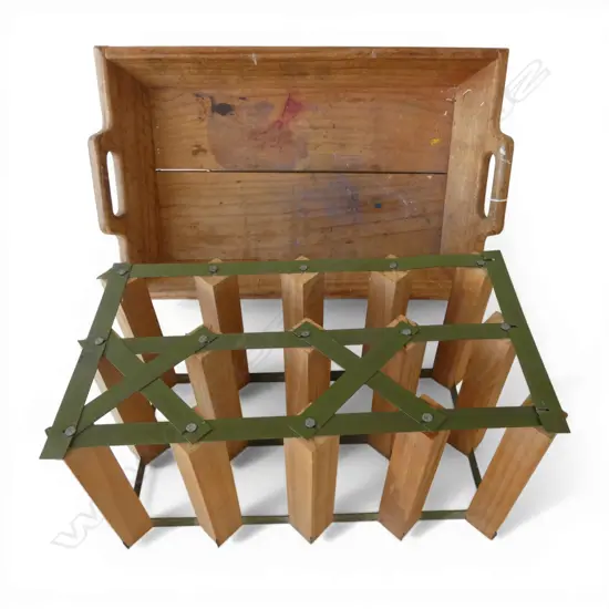 WINE RACK + VINTAGE WOODEN TRAY L.540mm