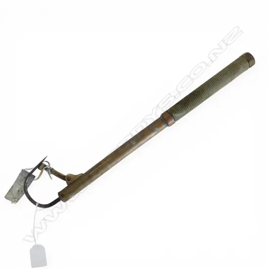 VINTAGE BRASS & ROPE BOUND HANDLED GAFF L.400mm