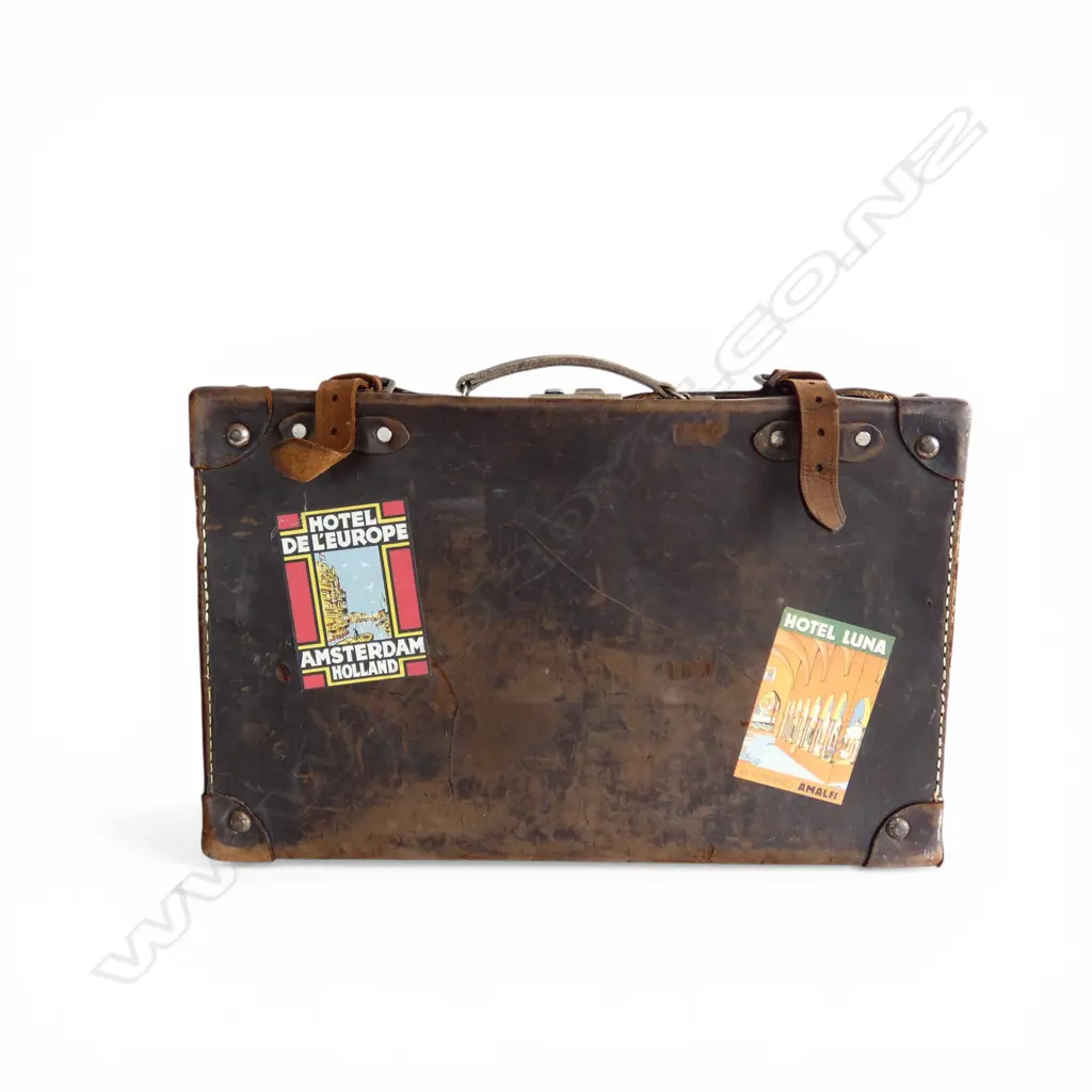 VINTAGE LEATHER SUITCASE W50 H31 L16 CM Image 1++