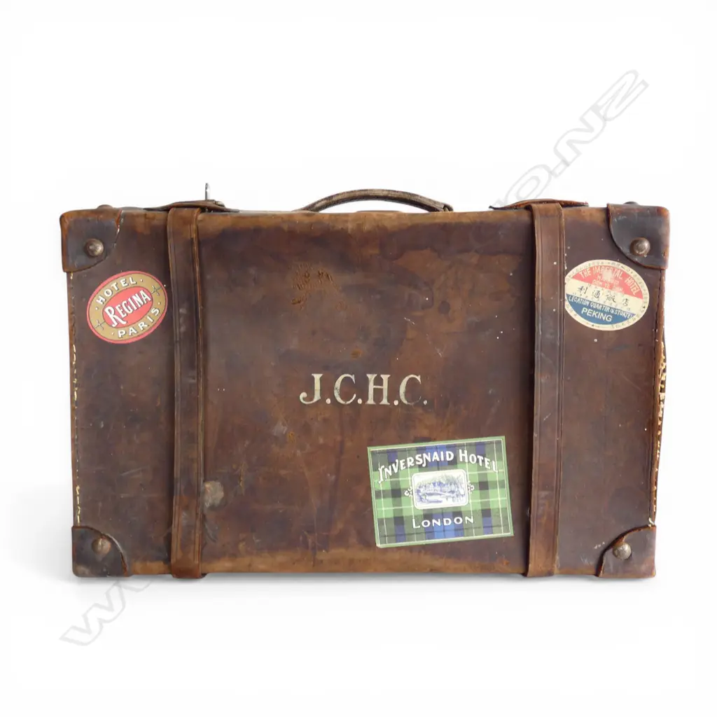 VINTAGE LEATHER SUITCASE W50 H31 L16 CM Image 1++