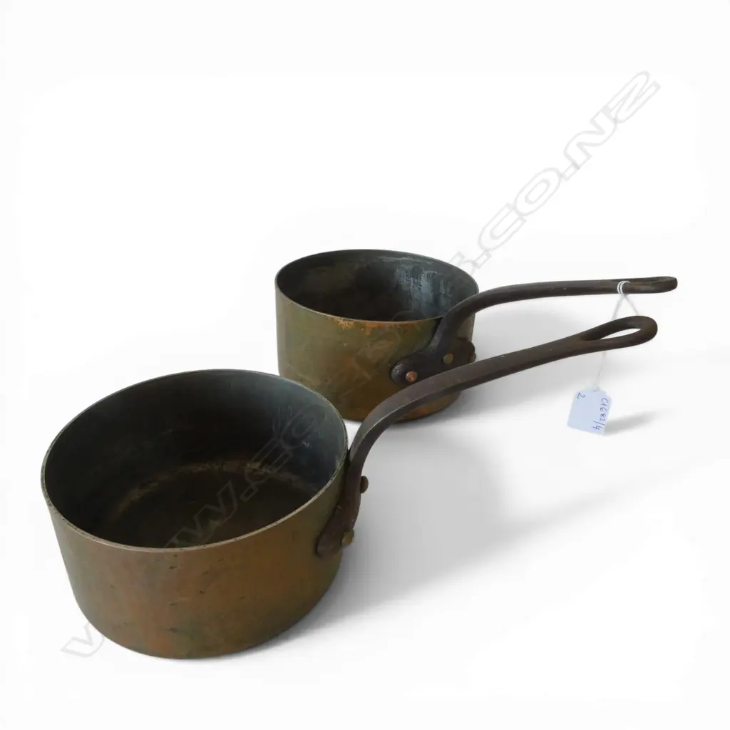 2 FRENCH COPPER PANS 205mm dia Image 1++