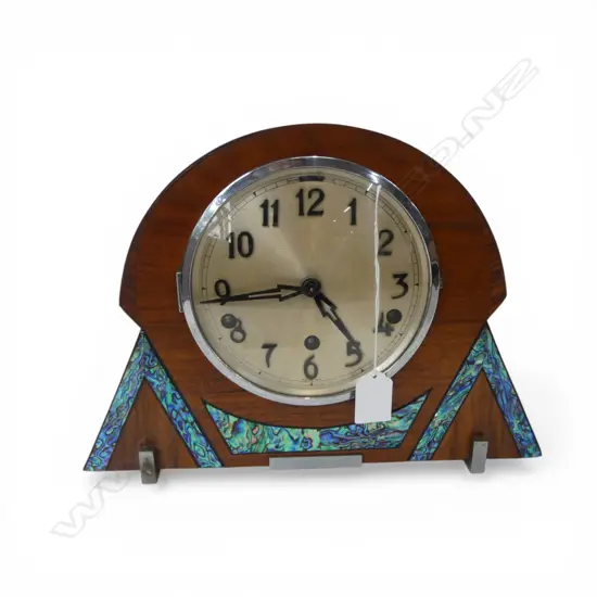 DECO MANTEL CLOCK w. PAUA DECORATION H.235mm