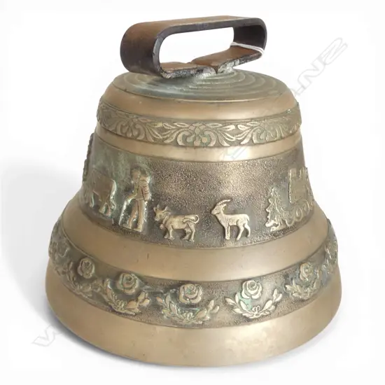 LRG BRASS BELL possibly Swiss, H.180 x 200mm 