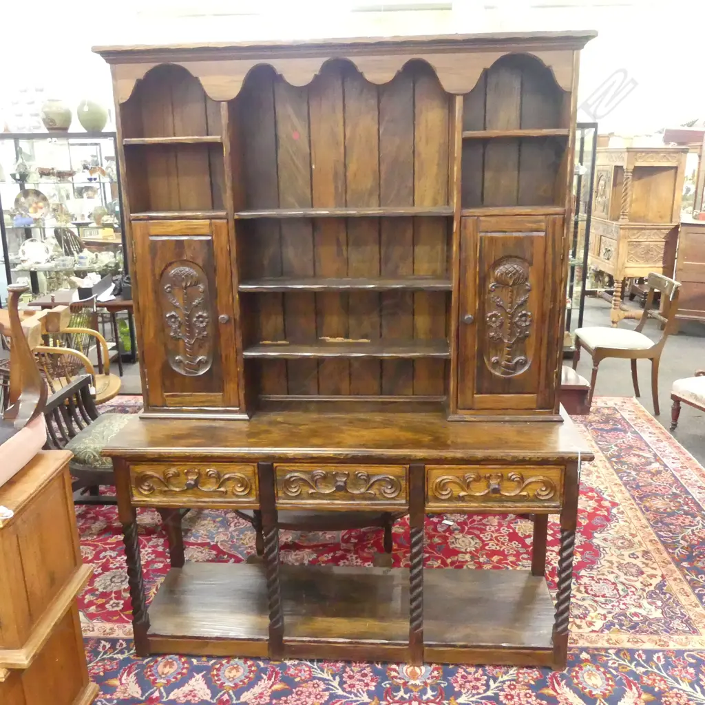 KITCHEN DRESSER hand adzed finish 1450x450x1905mm Image 1++