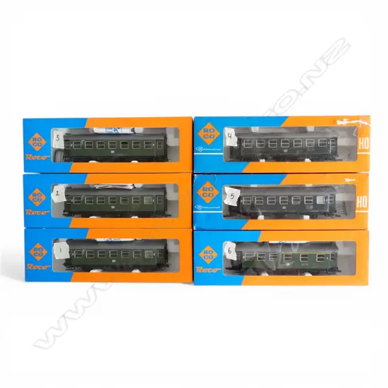 6 BOXED ROCO HO DB 6-WHEEL CONVERT COACHES; 2x 4214, 3x 4214S, 4215S, 