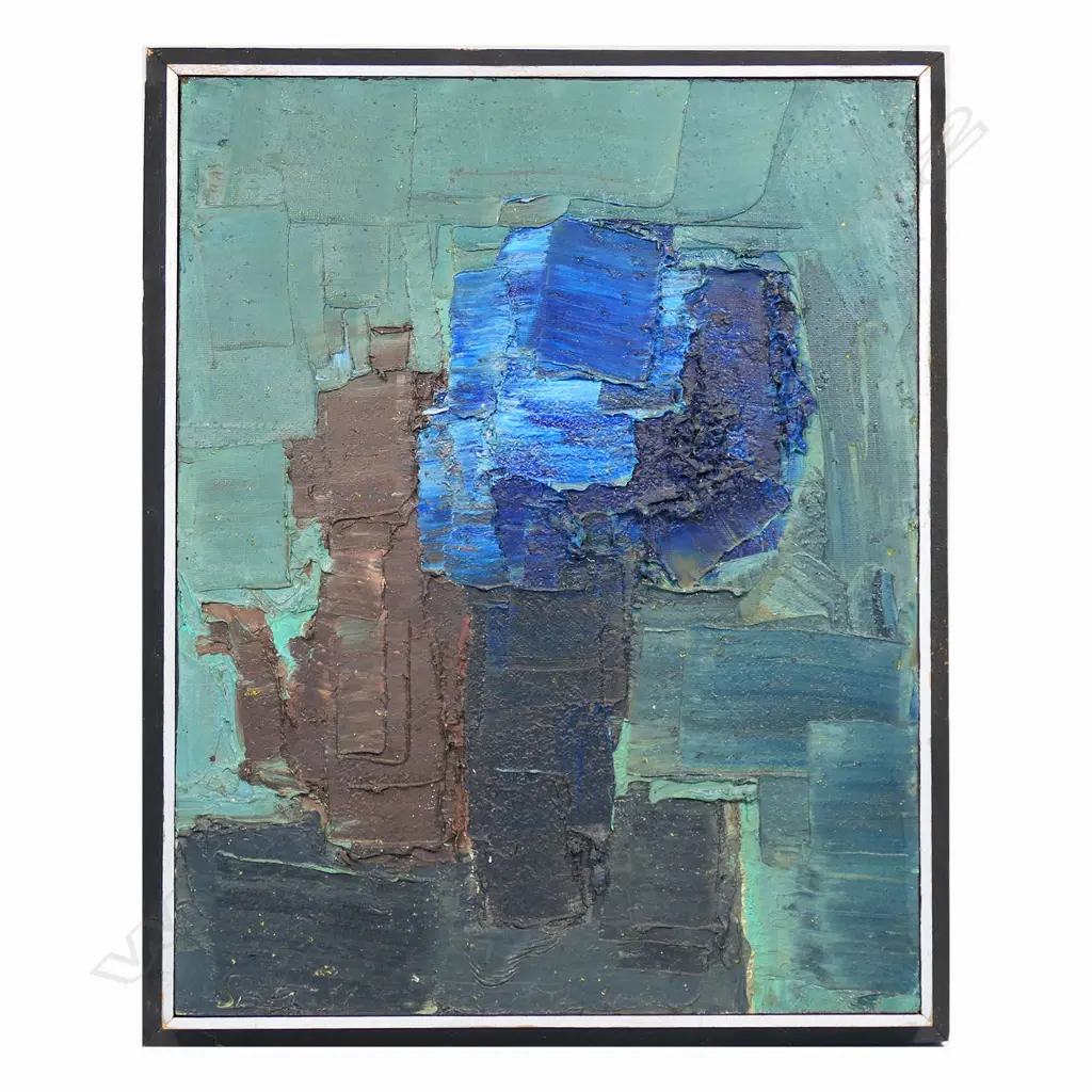 ARTIST UNKNOWN, ABSTRACT STILL LIFE, OIL ON BOARD, SIGNED & DATED 485x380mm Image 1++