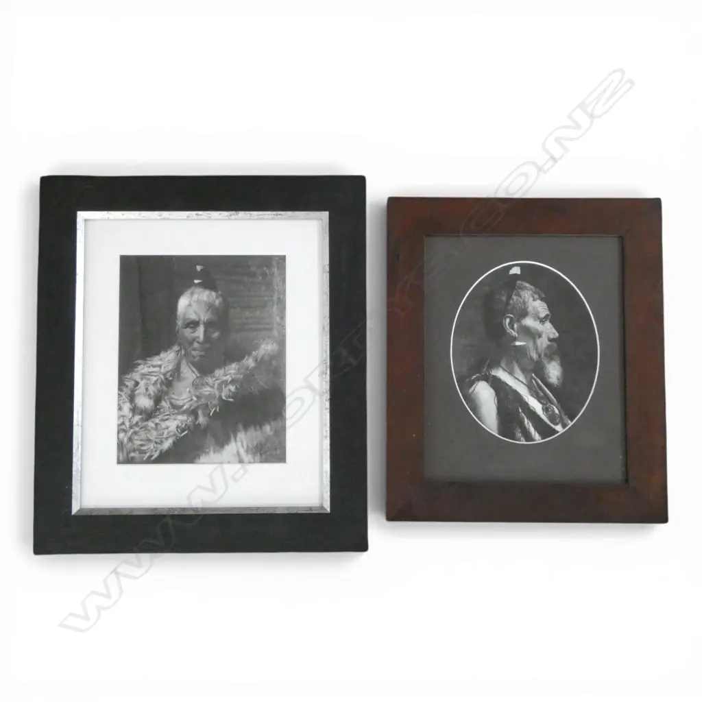 ROBIN MORRISON, MAORI CHIEFS 'AHANA TE RAHUI' + ONE OTHER, SILVER GELATIN PRINTS OF PAINTINGS BY GOLDIE, 210 x 165mm Image 1++