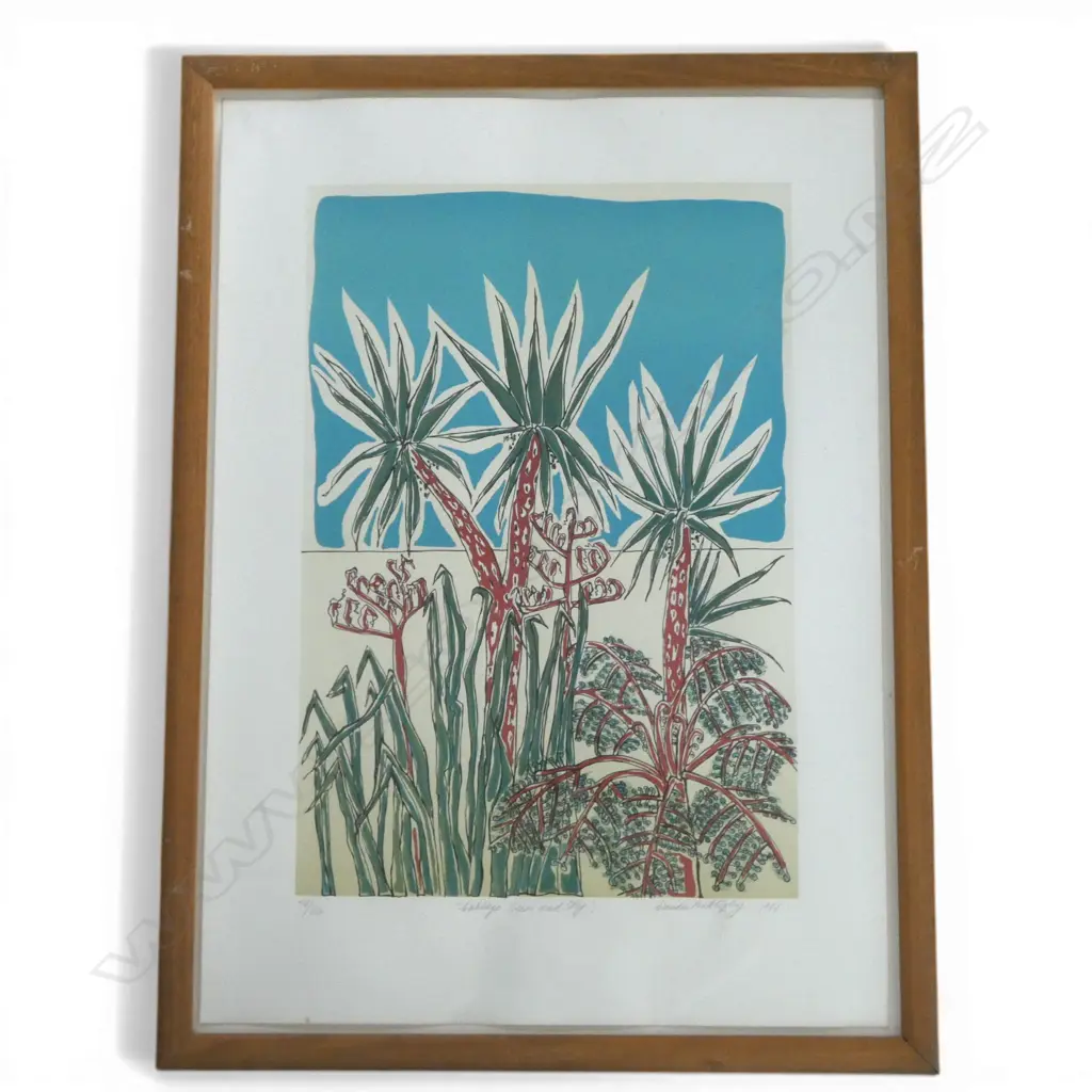 CLAUDIA POND EYLEY 'CABBAGE TREES AND SKY' SCREENPRINT 54/106 1995 750x540mm Image 1++