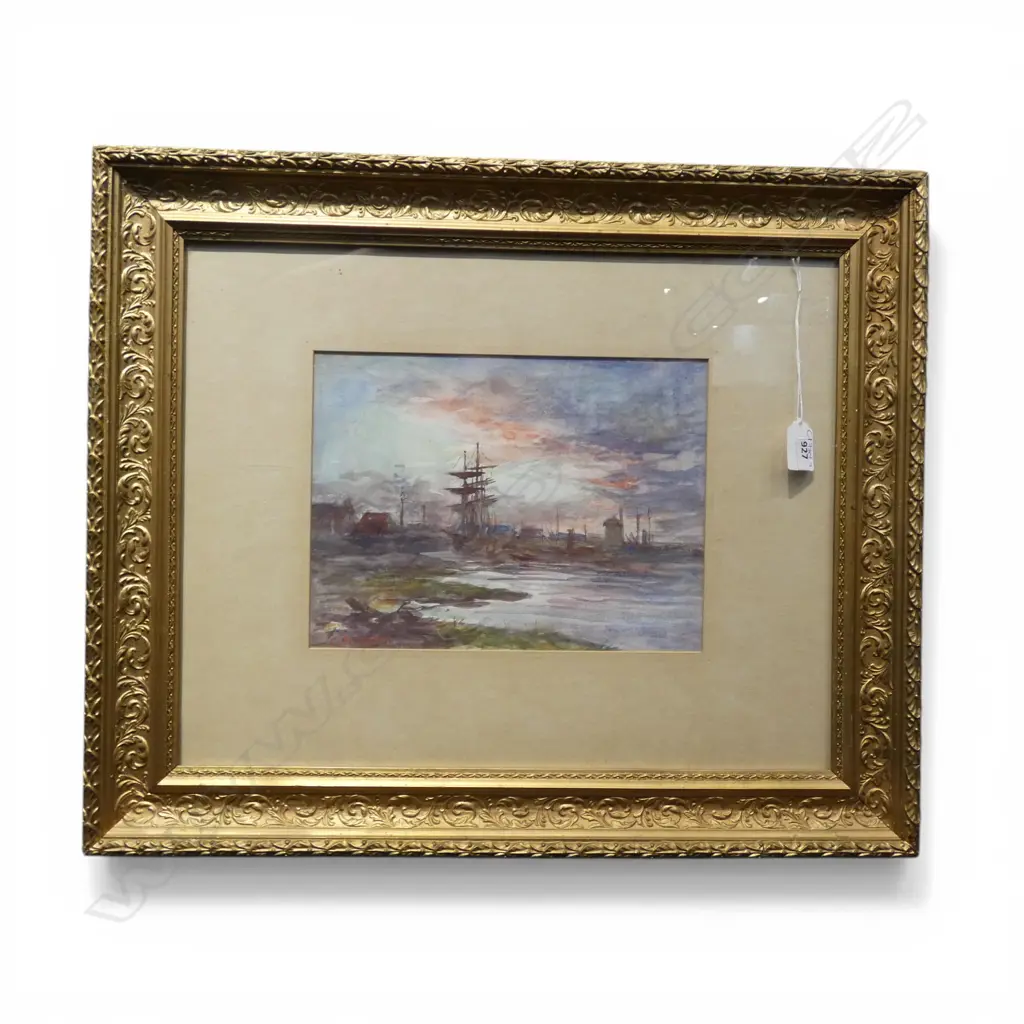 CHARLES BICKERTON (1878-1935) 'GREYMOUTH WHARF' WC 210x280mm Image 1++
