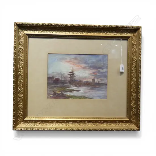 CHARLES BICKERTON (1878-1935) 'GREYMOUTH WHARF' WC 210x280mm