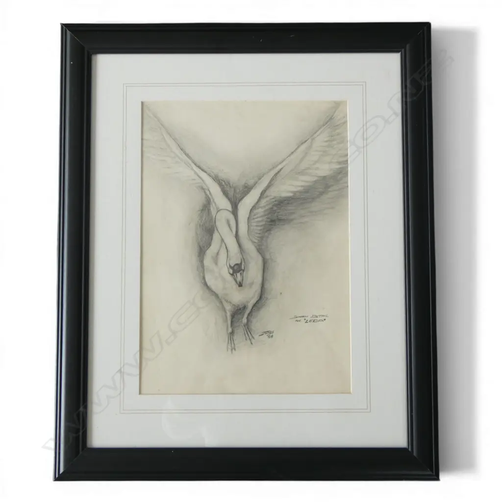 BRIAN JAMES (b. 1945) SWAN DETAIL FOR 'LEDA' PENCIL ON PAPER, SIGNED & DATED '64 360x260mm Image 1++